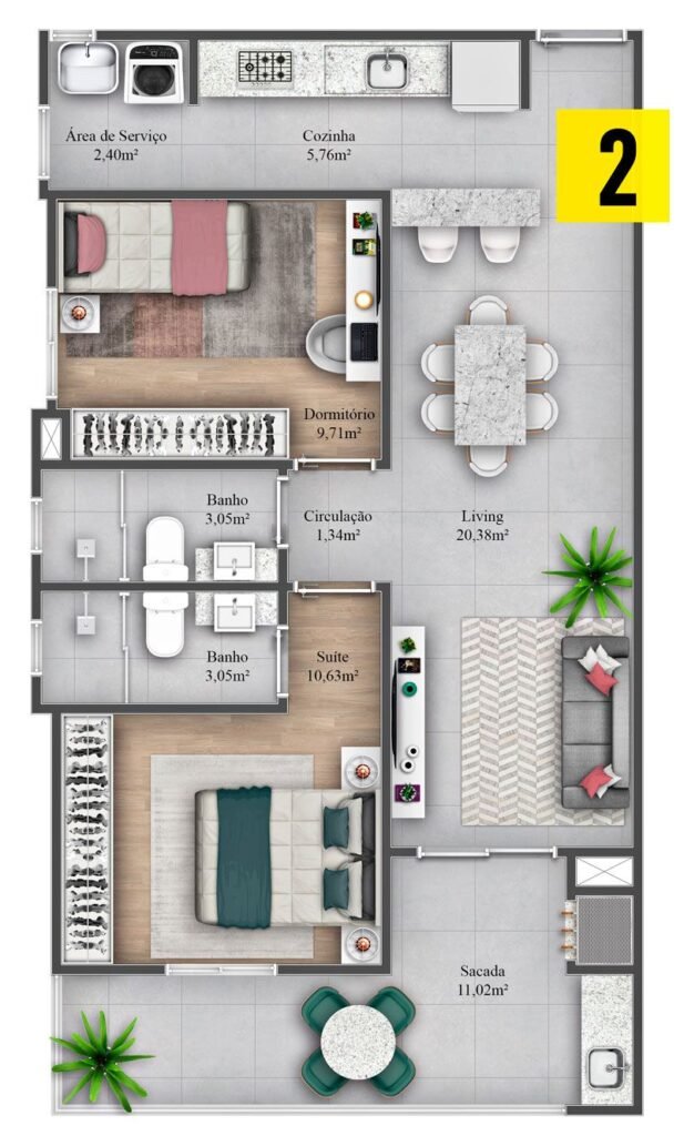 Planta Tipo 2 do Camberra Plaza