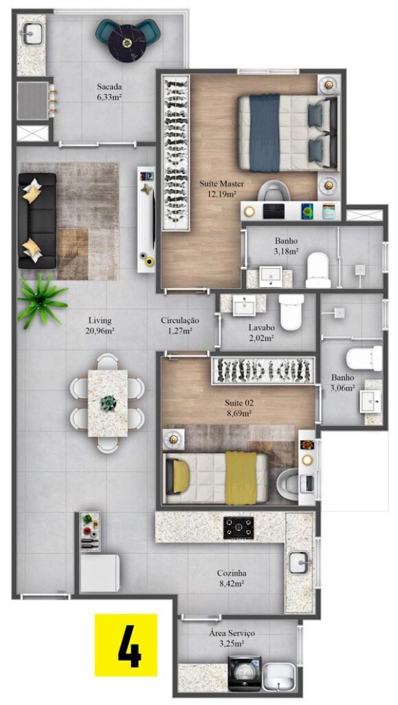 Planta Tipo 4 do Camberra Plaza