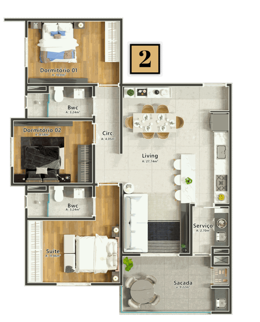 Planta Apartamento 2 do Newcastle